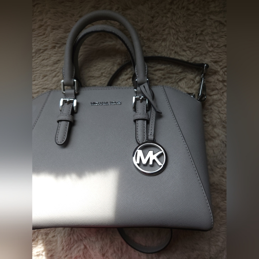Michael Kors Medium Ciara Saffiano Leather - Pearl Gray